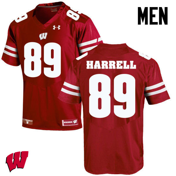 Men Winsconsin Badgers #89 Deron Harrell College Football Jerseys-Red
